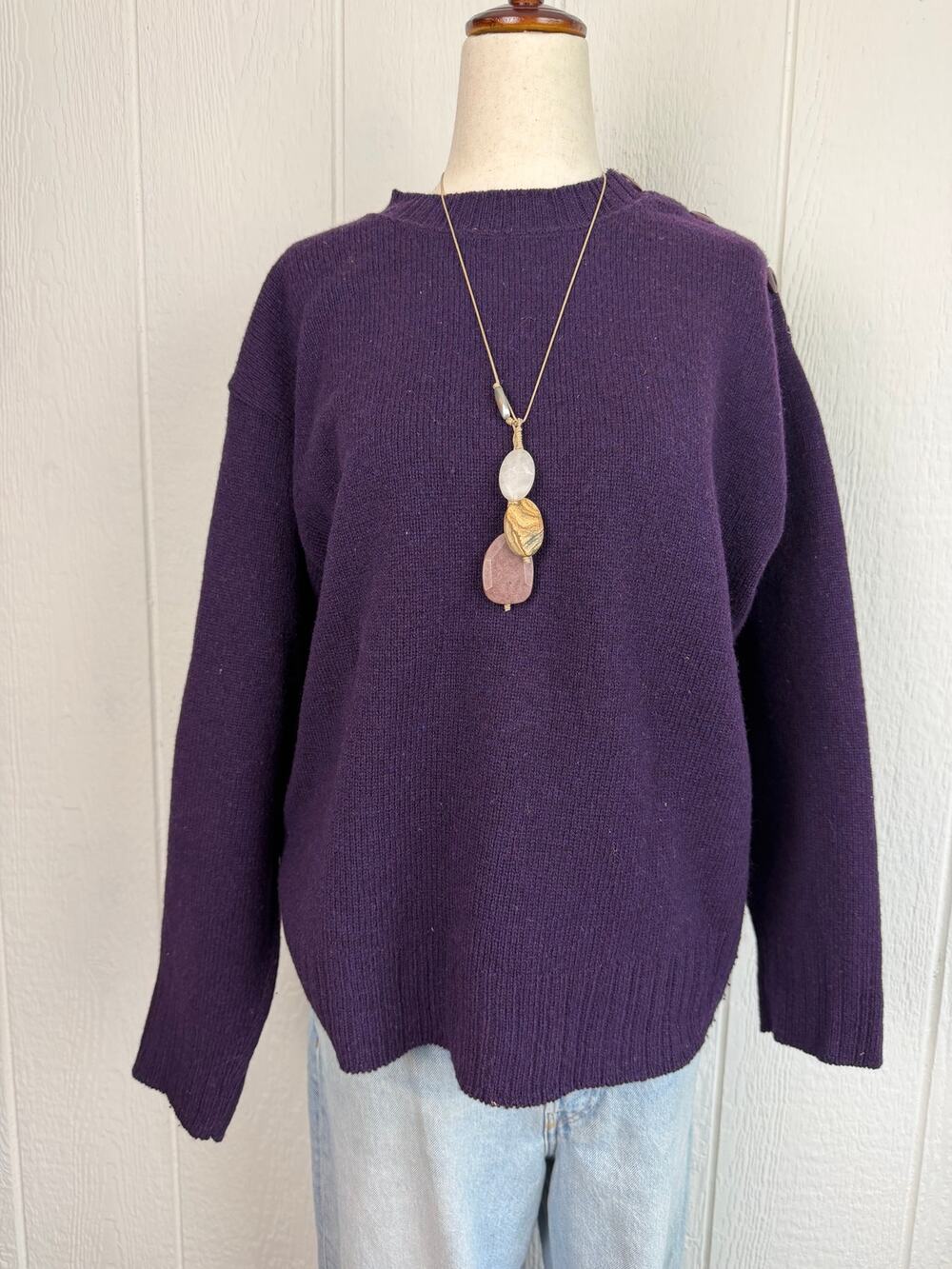 Vintage Liz Claiborne Collection Purple Wool Sweater USA Large